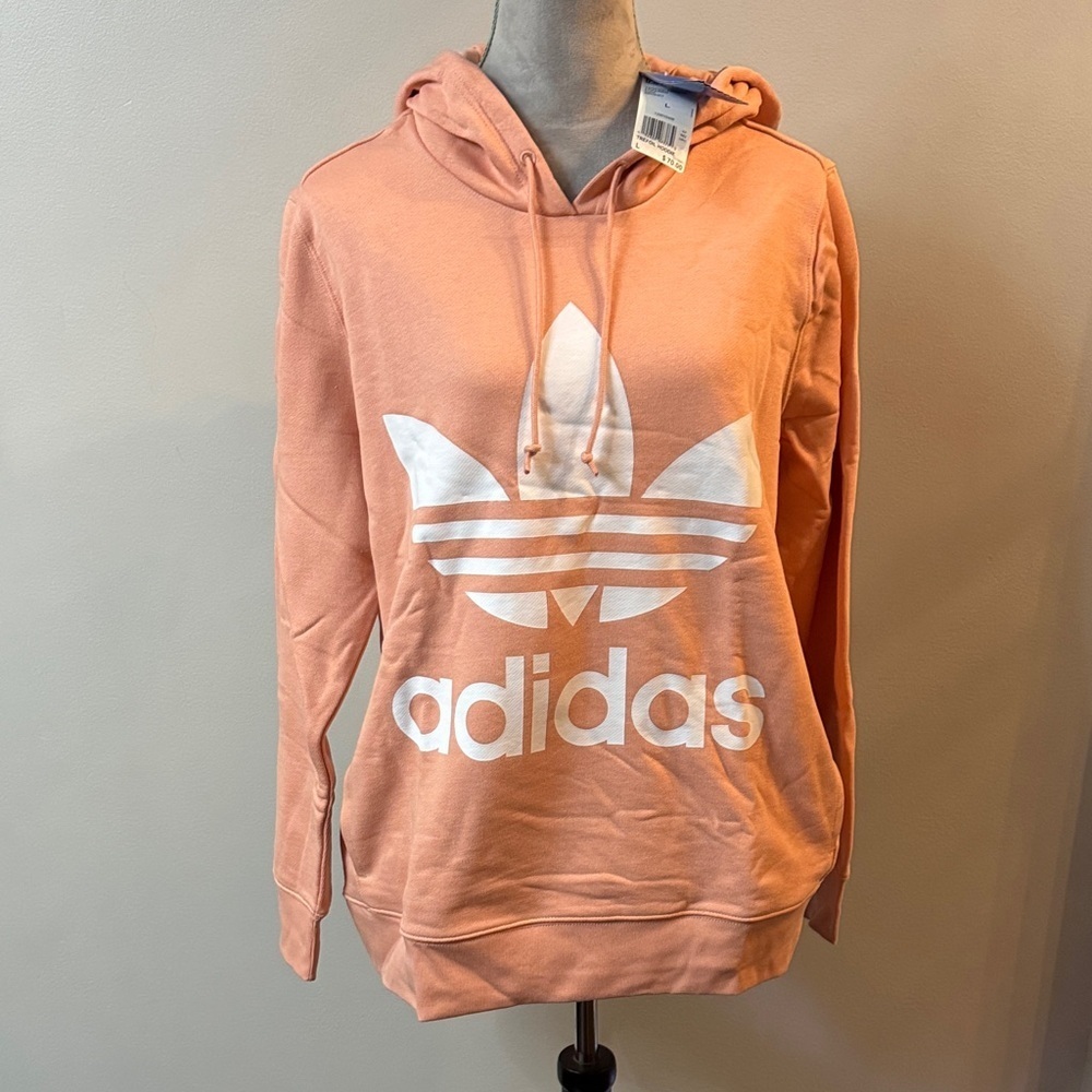 Adidas Women's Coral Terry Hoodie Sweatshirt NWT L